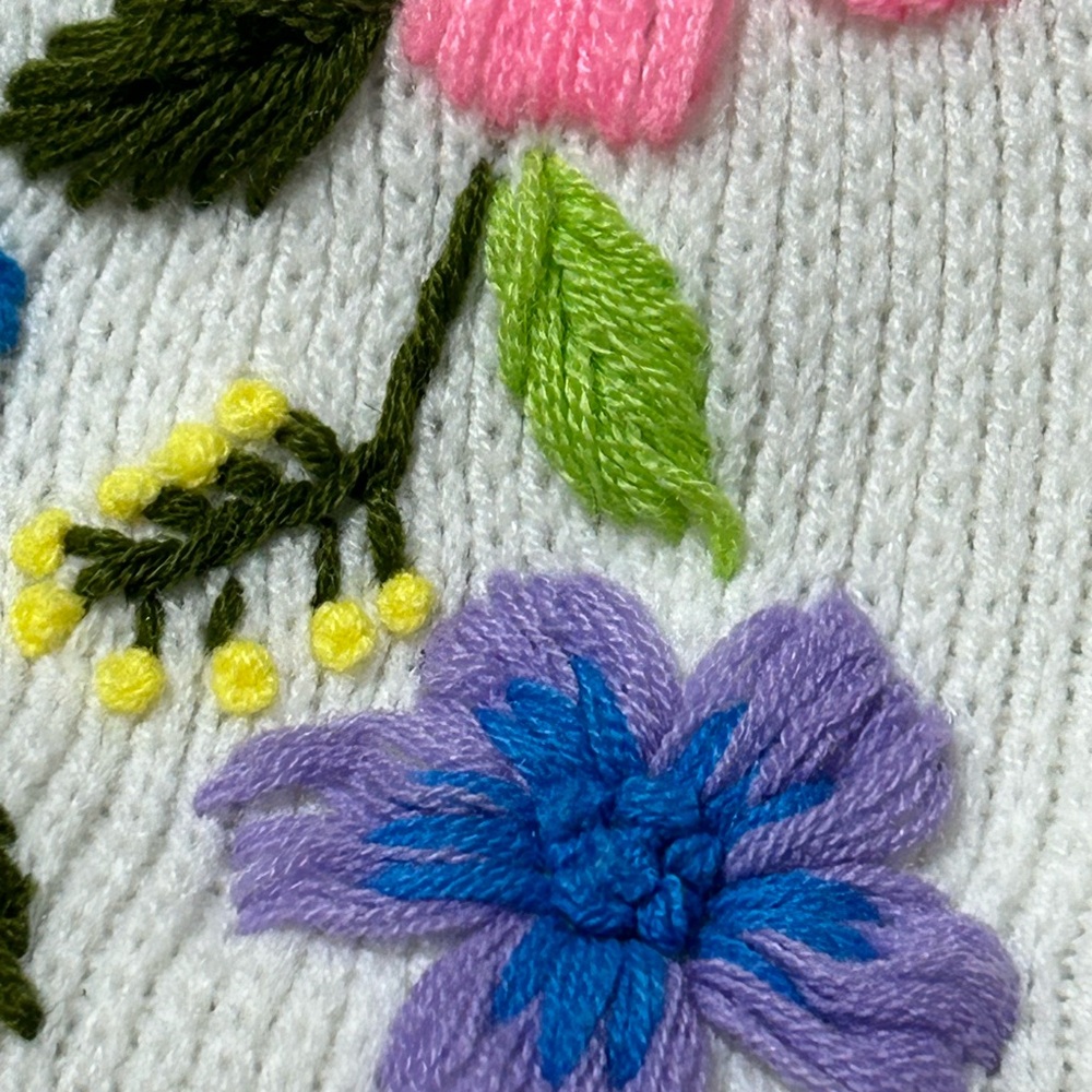 Vtg Sears 1960s Floral Crewel Embroidery Cardigan Pinup Boho Retro Acrylic XL - Picture 6 of 15